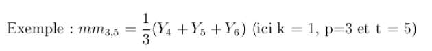 C'est la moyenne arithmétique de trois valeurs de Y autour de t =5, soit les valeurs de Y pour t = 4, t = 5 et t = 6