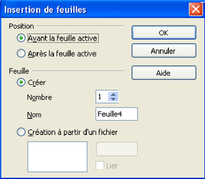 Figure 2.3 : L'insertion de feuilles supplémentaires sous OpenOffice 2.4