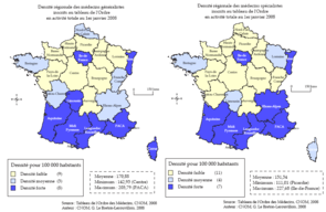 Densité médicale des médecins généralistes et spécialistes en France métropolitaine