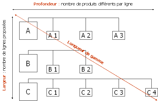 Figure 11 : Les caractéristiques de la gamme de produits : largeur et profondeur