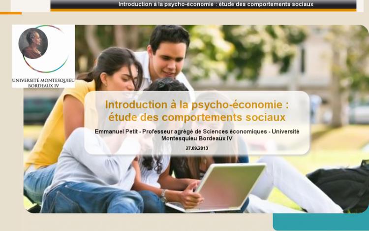 Accédez à la ressource pédagogique Introduction à la psycho-économie : étude des comportements sociaux
